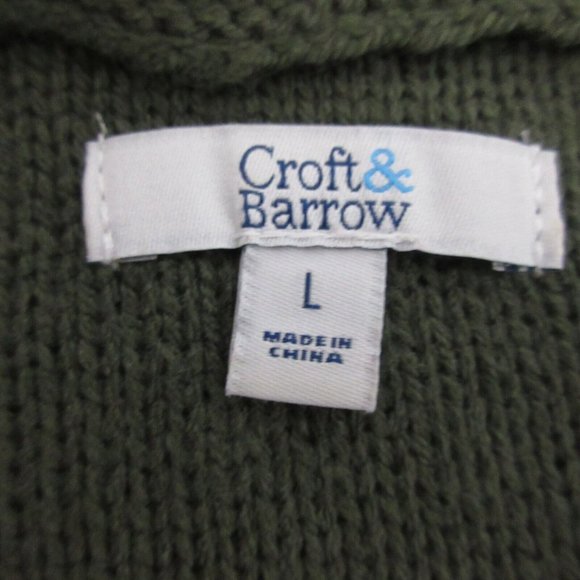 Croft & Barrow Pullover Sweater Size Large Hunter Green Long Sleeve Cable Knit - Picture 3 of 6